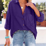 Zeagoo Zeagoo Women's Crinkle Crepe Casual Top Button-Down Long Sleeve Shirt Loose Blouse with Pocket