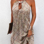 A-Line Loose Hollow Split-Joint Halter-Neck Mini Dresses