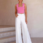 Square Neck Double Lined Basic Bodysuit Soild Ribbed Tank Tops Clubwear