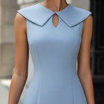 Sleeveless Keyhole Collar Midi Dress With Front Slit
