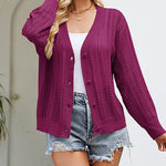 Rib Knit Button Front Cardigan with Pockets