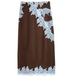 Sunday Social Contrast Color Satin Lace Trim Mid Rise Maxi Skirt