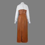 Long Sleeves Skinny Belted Buttoned Split-Joint Lapel Midi Dresses Shirt Dress