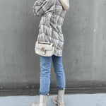 Plaid Shirt Jacket Loose Casual Turn-Down Collar Single Breasted Coat