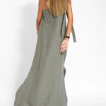 Sleeveless Asymmetrical Off-Shoulder Slit Dress