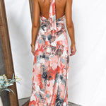 Printed Adjustable Tie Backless Maxi Dress