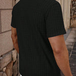 KZZ Men's casual striped short-sleeved shirt