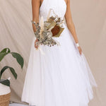 Fairy Vibes Tulle Gathered Detail Halter Maxi Dress
