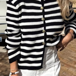 Fashion Casual Slim Fit Striped Cardigan Cropped Top