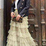 City Empress Tiered Elastic Waist Tulle Maxi Skirt