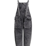Original Cool Denim Split-Joint Square-Neck Overalls