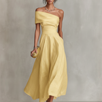 Lisa | Linen Dress With One-Shoulder Neckline