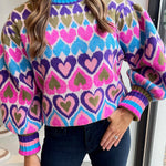 BLUE/PINK HEART SWEATER