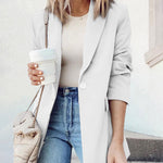 Single Breasted Button Down Office Work Wear Solid Blazer Jacket