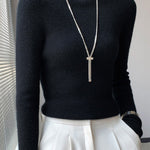 Casual Skinny Long Sleeves Solid Color Half Turtleneck Sweater Tops