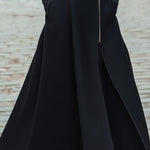 A-Line Long Sleeves Buttoned Pockets Solid Color Zipper Lapel Woolen Coat
