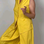 Sleeveless Solid Color Split-Joint Lapel Vest Top