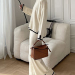 Nadorine Contrast Color Two-piece Suit Casual Slit Long-sleeved Sweater High-waisted Wide-leg Trousers Pants