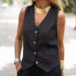 Nadorine (Pre-Sale) Solid Color Sleeveless Slim Fit Cotton Vest Top