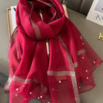 Sun-Protection Beaded See-Through Shawl&Scarf