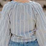 Nadorine Long Sleeve V-Neck Stripes Casual Blouses Button Down Shirt Tops