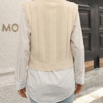 Womens Sweater Vests Cable Knit Sleeveless V-Neck Crop Tank Tops Sweaters Vest