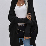 Nadorine Women's Batwing Sleeve Split Hem Open Front Cardigan