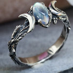 Double Moon Geometry Ring Gemstone Ring