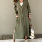 Nadorine Women's Button Long Pocket Shirt Casual Dress