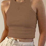 Round Neck Basic Racerback Ribbed Tank Top