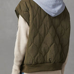 Fall and Forever Zipper Pocket Hooded Quilted Cotton Vest