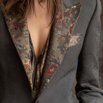 Vintage Floral Print Contrast Blazer