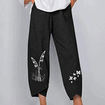Solid Patchwork Irregular Loose Casual Pants Pocket Elastic Waist Casual Trousers