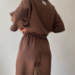 Two Piece Outfits Casual Lounge Sets Round Neck T-shirt Pullover with Pocket Joggers