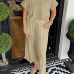 Women's Casual Solid Cotton Linen Lounge Set