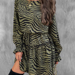 Striped Lantern Sleeve Dress