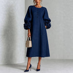 IVY | Floral Midi Dress with Rose-Cuff Sleeves