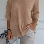 Solid Color Knitted V-neck Top