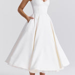Suspender V-Neck Sleeveless Tutu Maxi Dress