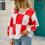 Nadorine Color Block Polo Plaid Sweater