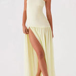 Eden Patchwork Semi-sheer Chiffon Strapless Maxi Dress
