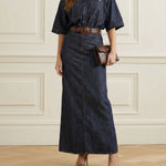 Column No Belt Solid Color Zipper Skirts Bottoms