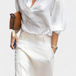 Ada H-Line Solid Color Minimalist Skirt