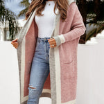 Oversized Knit Long Cardigan Hoodie Balloon Long Sleeve Pocket Jacket
