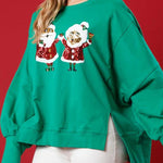 Christmas Santa Sequined Casual Loose Long Sleeve Sweatshirt