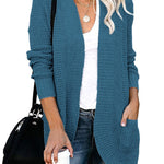 Solid Color Knit Open-Front Cardigan