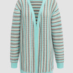 Nadorine Women's Contrast Striped Sweater Cardigan