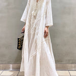 Lace-up V-Neck Long Beach Dress Boho Women Maxi Dress