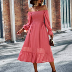 Nadorine Women's Bell Sleeve Shirred Bodice Ditsy Dress