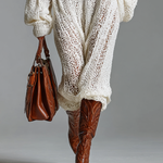 Women's Loose Knitted Round Neck Long Sleeve Maxi Dress